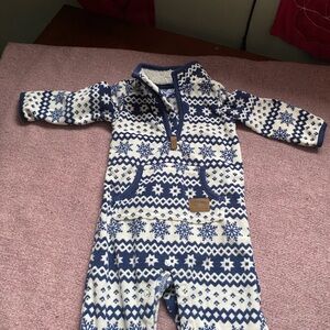 Bundle of 3 items - Blue and White Snowflake Patterned Onesie